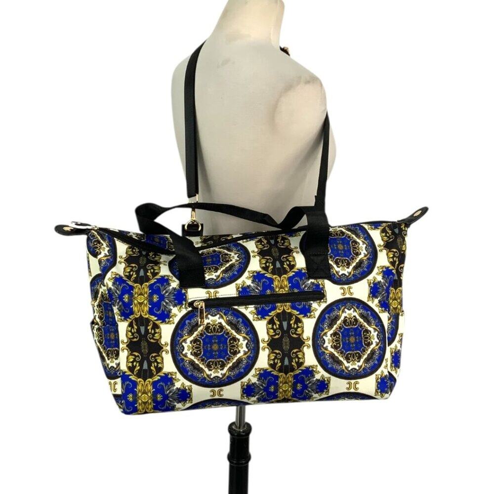 Alice + Olivia Regal Romance Blue Gold Duffle Bag NWOT